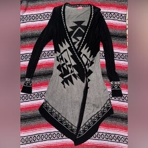 Body Central Black and Gray Geometric Cardigan